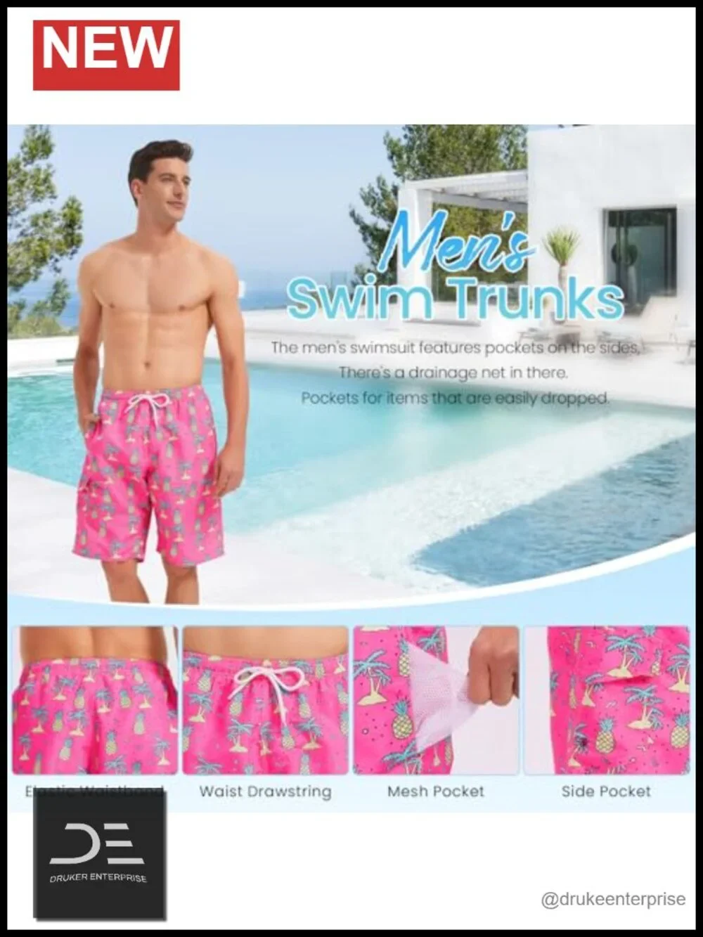 Men's Quick Dry Swim Trunks with Mesh Lining 10